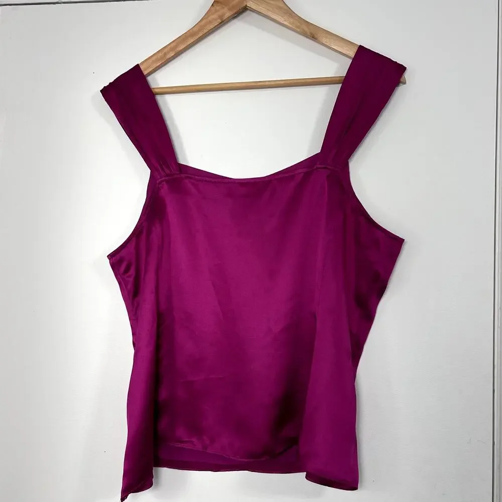 Jones New York 100% Silk Sleeveless Blouse Tank Top Shell Berry Pink size 14 - Picture 2 of 6